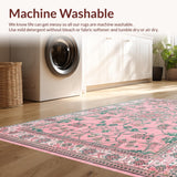 Ultra Soft Area Rug, Non Slip, Stain Resistant, Washable Area Rugs for Living Room, Bedroom, Luxurious Pastel Bloom Textures(Pink)