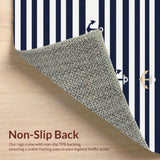 Ultra Soft Area Rug, Non Slip, Stain Resistant, Washable Area Rugs for Living Room, Bedroom, Contemporary Blue and Ivory Stripes(Blue)