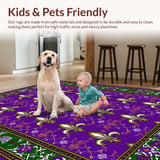 Ultra Soft Area Rug, Non Slip, Stain Resistant, Washable Area Rugs for Living Room, Bedroom, Rustic Earthy Floral Pattern(Purple)