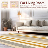Ultra Soft Area Rug, Non Slip, Stain Resistant, Washable Area Rugs for Living Room, Bedroom, Neutral Striped Living Room Non-Shedding Rug(Beige)