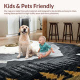 Ultra Soft Area Rug, Non Slip, Stain Resistant, Washable Area Rugs for Living Room, Bedroom, Unique Wilderness Cultural Design(Gray)