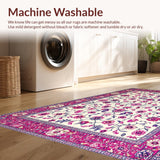 Ultra Soft Area Rug, Non Slip, Stain Resistant, Washable Area Rugs for Living Room, Bedroom, Vibrant Multicolor Rustic Motif(White)