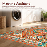 Ultra Soft Area Rug, Non Slip, Stain Resistant, Washable Area Rugs for Living Room, Bedroom, Rustic Orange Medallion Elegance(Orange)