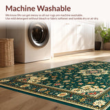 Ultra Soft Area Rug, Non Slip, Stain Resistant, Washable Area Rugs for Living Room, Bedroom, Rustic Soft Velvet Tiled Design(Green)