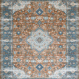 Ultra Soft Area Rug, Non Slip, Stain Resistant, Washable Area Rugs for Living Room, Bedroom, Muted Earthy Medallion Charm(Brown)