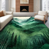Ultra Soft Area Rug, Non Slip, Stain Resistant, Washable Area Rugs for Living Room, Bedroom, Rustic Tree Silhouette Outdoor Decor(Green)