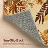 Island Breeze Weatherproof Area Rug With Decorative Botanical Pattern(Beige)