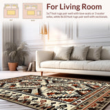 Ultra Soft Area Rug, Non Slip, Stain Resistant, Washable Area Rugs for Living Room, Bedroom, Cozy Earthy Toned Ethnic Artwork(Brown)