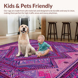 Ultra Soft Area Rug, Non Slip, Stain Resistant, Washable Area Rugs for Living Room, Bedroom, Striking Layered Symmetrical Design(Purple)