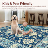Ultra Soft Area Rug, Non Slip, Stain Resistant, Washable Area Rugs for Living Room, Bedroom, Vibrant Coastal Medallion Aesthetic(Blue)
