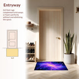 Ultra Soft Area Rug, Non Slip, Stain Resistant, Washable Area Rugs for Living Room, Bedroom, Lively Solar System Theme(Purple)