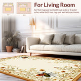 Ultra Soft Area Rug, Non Slip, Stain Resistant, Washable Area Rugs for Living Room, Bedroom, Rustic Geometric Insect Patterns(Beige)