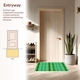 Ultra Soft Area Rug, Non Slip, Stain Resistant, Washable Area Rugs for Living Room, Bedroom, Warm Cottage Style Lattice Feel(Green)