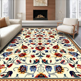 Ultra Soft Area Rug, Non Slip, Stain Resistant, Washable Area Rugs for Living Room, Bedroom, Folk Art Floral Living Room Vintage Area Rug(White)