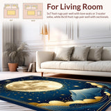 Ultra Soft Area Rug, Non Slip, Stain Resistant, Washable Area Rugs for Living Room, Bedroom, Vibrant Cosmic Swirl Aesthetic(Gold)