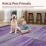 Ultra Soft Area Rug, Non Slip, Stain Resistant, Washable Area Rugs for Living Room, Bedroom, Rich Colorful Ogee Motif(Purple)