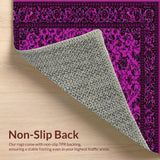 Ultra Soft Area Rug, Non Slip, Stain Resistant, Washable Area Rugs for Living Room, Bedroom, Vintage Scroll Flourish Aesthetic(Purple)