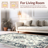 Ultra Soft Area Rug, Non Slip, Stain Resistant, Washable Area Rugs for Living Room, Bedroom, Contemporary Subtle Patterned Motif(White)