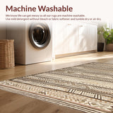 Ultra Soft Area Rug, Non Slip, Stain Resistant, Washable Area Rugs for Living Room, Bedroom, Elegant Warm Striped Casual Aesthetic(Beige)