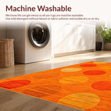 Ultra Soft Area Rug, Non Slip, Stain Resistant, Washable Area Rugs for Living Room, Bedroom, Dynamic Circular Playful Motif(Orange)