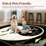 Ultra Soft Area Rug, Non Slip, Stain Resistant, Washable Area Rugs for Living Room, Bedroom, Sleek Contemporary Rounded Design(Black)