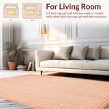 Ultra Soft Area Rug, Non Slip, Stain Resistant, Washable Area Rugs for Living Room, Bedroom, Elegant Soft Peach Damask Motif(Orange)