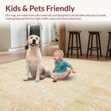 Ultra Soft Area Rug, Non Slip, Stain Resistant, Washable Area Rugs for Living Room, Bedroom, Non Slip Hallway Runner Vintage Inspired Long Boho Style(Beige)