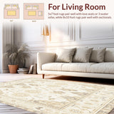 Ultra Soft Area Rug, Non Slip, Stain Resistant, Washable Area Rugs for Living Room, Bedroom, Boho Chic Area Geometric Floral Entryway(Beige)