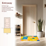 Ultra Soft Area Rug, Non Slip, Stain Resistant, Washable Area Rugs for Living Room, Bedroom, Eclectic Abstract Linear Composition(Yellow)