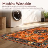 Ultra Soft Area Rug, Non Slip, Stain Resistant, Washable Area Rugs for Living Room, Bedroom, Contemporary Lattice Pattern Motif(Orange)