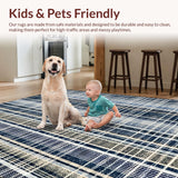 Ultra Soft Area Rug, Non Slip, Stain Resistant, Washable Area Rugs for Living Room, Bedroom, Ink & Snow Stripe Woven Accent Rug, Outdoor Entrance Carpet(Blue)