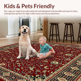 Ultra Soft Area Rug, Non Slip, Stain Resistant, Washable Area Rugs for Living Room, Bedroom, Abstract Paisley Area for(Red)
