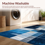 Ultra Soft Area Rug, Non Slip, Stain Resistant, Washable Area Rugs for Living Room, Bedroom, Rustic Coastal Marbled Design Element(Blue)