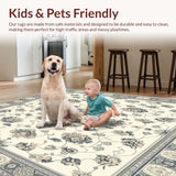 Artistic Beige and Smoke Patterned Area with Ornate Geometric Floral Motifs(Beige)