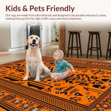 Ultra Soft Area Rug, Non Slip, Stain Resistant, Washable Area Rugs for Living Room, Bedroom, Charming Kids’ Adventure Concept(Orange)