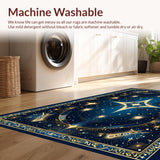 Ultra Soft Area Rug, Non Slip, Stain Resistant, Washable Area Rugs for Living Room, Bedroom, Luxurious Night Sky Medallion(Blue)