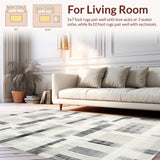 Ultra Soft Area Rug, Non Slip, Stain Resistant, Washable Area Rugs for Living Room, Bedroom, Minimal Stripe Canvas Rug Precision Lines Artistic Modern Graphic Stripe(Gray)