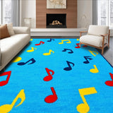 Ultra Soft Area Rug, Non Slip, Stain Resistant, Washable Area Rugs for Living Room, Bedroom, Cheerful Rhythmic Round Design(Blue)