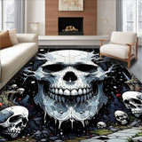 Ultra Soft Area Rug, Non Slip, Stain Resistant, Washable Area Rugs for Living Room, Bedroom, Gothic Unique Skull Artwork(White)