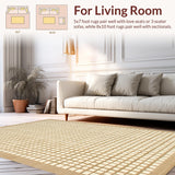 Ultra Soft Area Rug, Non Slip, Stain Resistant, Washable Area Rugs for Living Room, Bedroom, Rustic Warm Beige Decorative Pattern(Beige)