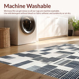 Ultra Soft Area Rug, Non Slip, Stain Resistant, Washable Area Rugs for Living Room, Bedroom, Contemporary Rug: Black And White Geometric Striped Design(Gray)