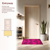 Ultra Soft Area Rug, Non Slip, Stain Resistant, Washable Area Rugs for Living Room, Bedroom, Striking Graphic Animal Theme(Pink)