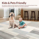 Ultra Soft Area Rug, Non Slip, Stain Resistant, Washable Area Rugs for Living Room, Bedroom, Contemporary Geometric Patchwork Area with Interlocking Beige Panels(Gray)