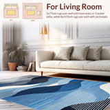 Ultra Soft Area Rug, Non Slip, Stain Resistant, Washable Area Rugs for Living Room, Bedroom, Modern Geometric Blue Hues(Blue)
