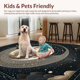 Ultra Soft Area Rug, Non Slip, Stain Resistant, Washable Area Rugs for Living Room, Bedroom, Whimsical Gray and Brown Geometry(Black)
