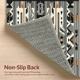 Ultra Soft Area Rug, Non Slip, Stain Resistant, Washable Area Rugs for Living Room, Bedroom, Aztecian Tribal Round Non Shedding Striped(Gray)