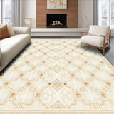 Ultra Soft Area Rug, Non Slip, Stain Resistant, Washable Area Rugs for Living Room, Bedroom, Edge Boho Area Rug with Geometric Diamond Lattice and Neutral Tones(Beige)