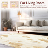 Ultra Soft Area Rug, Non Slip, Stain Resistant, Washable Area Rugs for Living Room, Bedroom, Beige Hues Corner Abstract Floral Design for Kitchen(Beige)