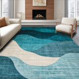 Ultra Soft Area Rug, Non Slip, Stain Resistant, Washable Area Rugs for Living Room, Bedroom, Stylish Minimalist Geometric Flair(Blue)