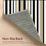 Minimalist Linear Stripe with Contrasting Black and Beige Bands(Beige)